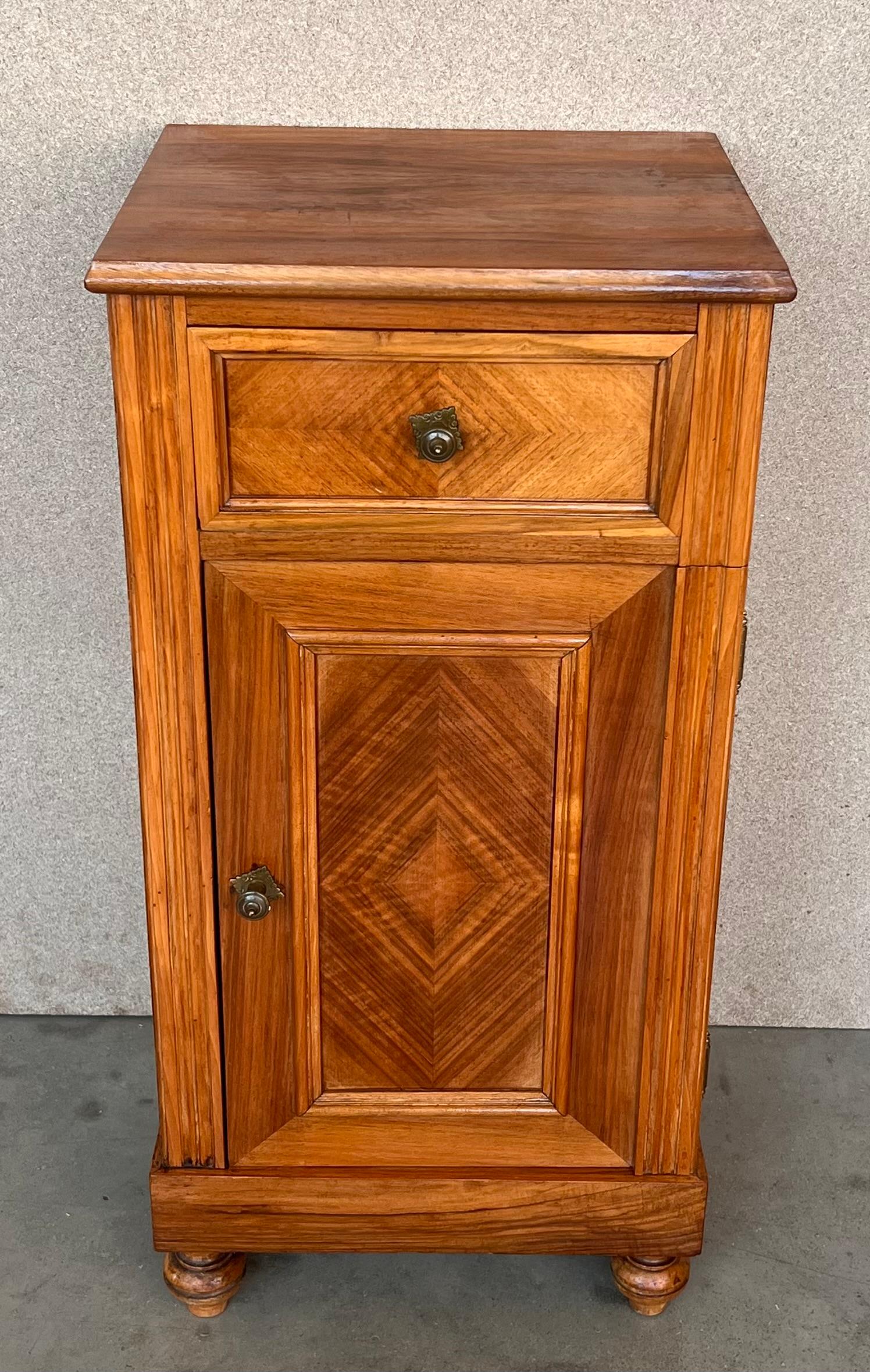 20th Century Pair of Biedermeier Nightstands with One Drawer & Door For Sale 1