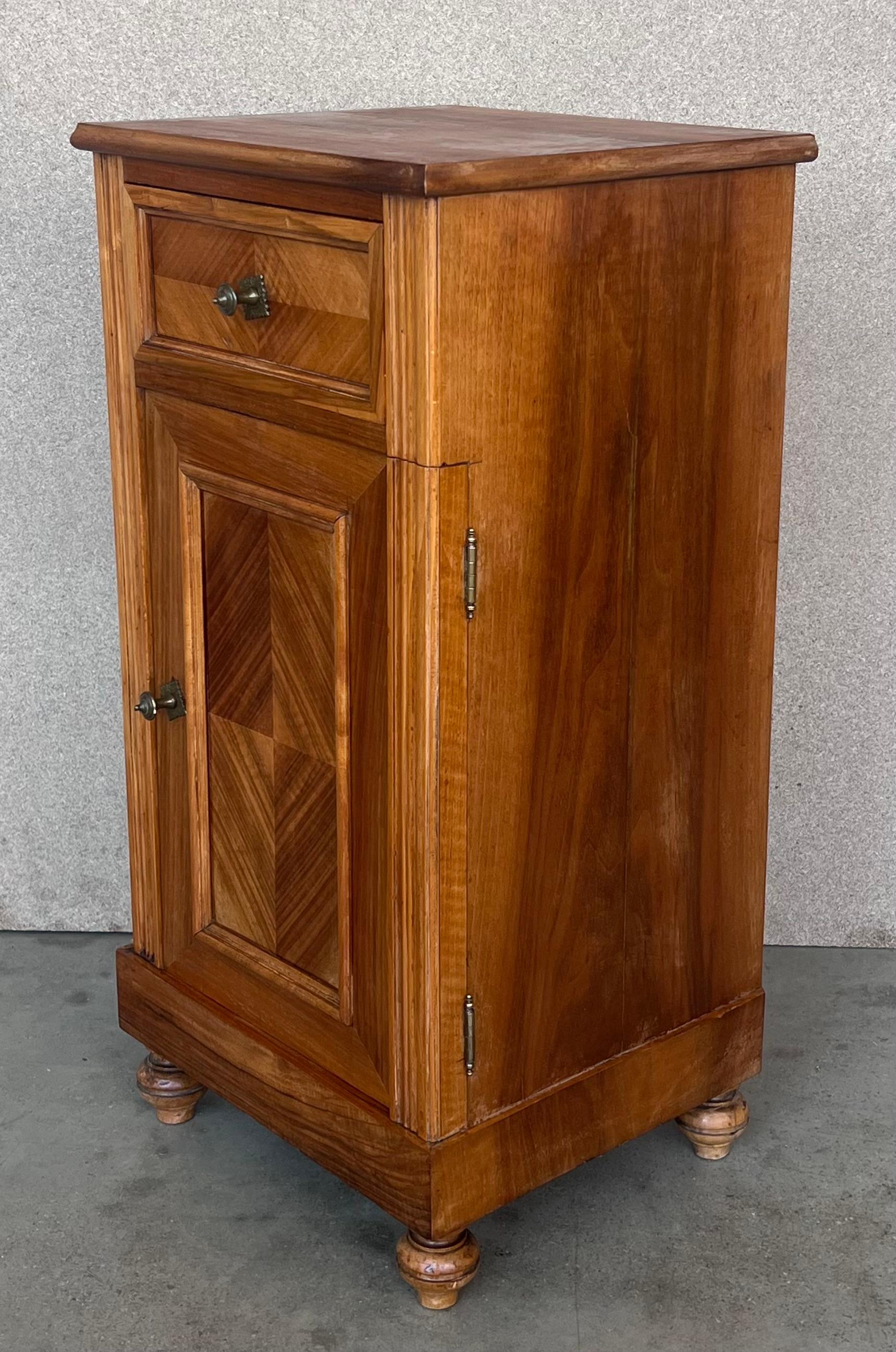 20th Century Pair of Biedermeier Nightstands with One Drawer & Door For Sale 4