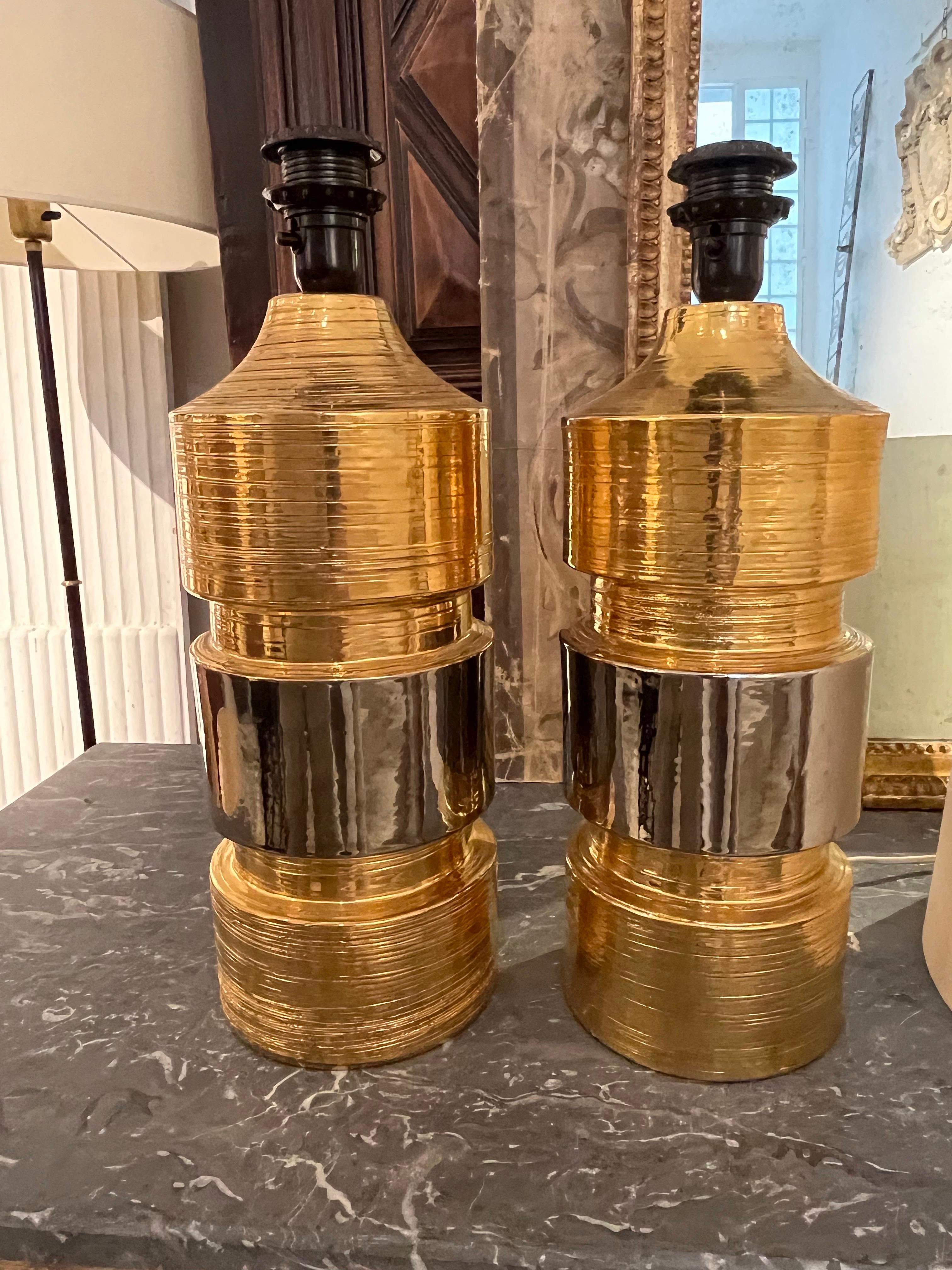 Paire de lampes de table Bitossi du 20e siècle pour Bergboms Golden  Céramiques émaillées. en vente 10
