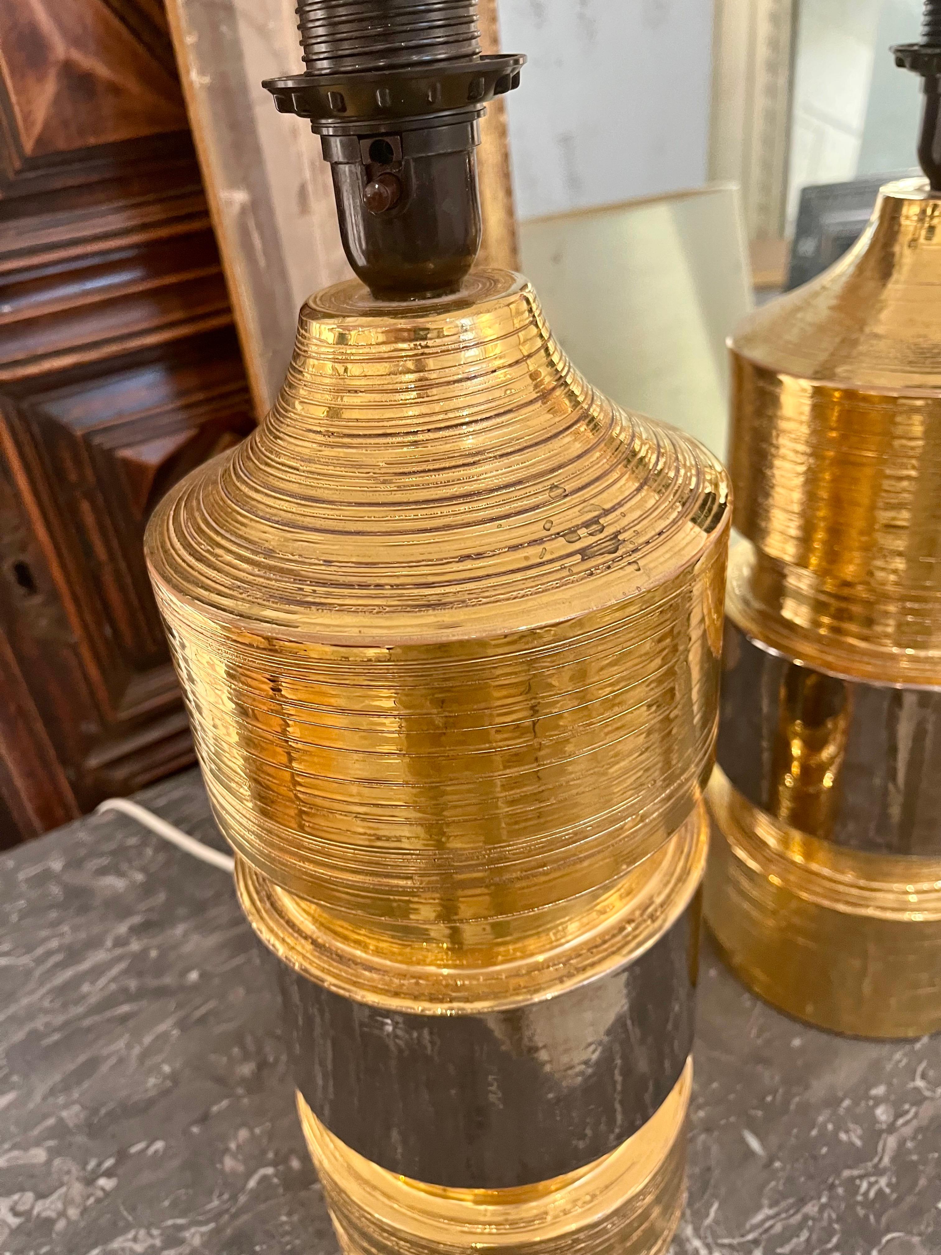Paire de lampes de table Bitossi du 20e siècle pour Bergboms Golden  Céramiques émaillées. en vente 11