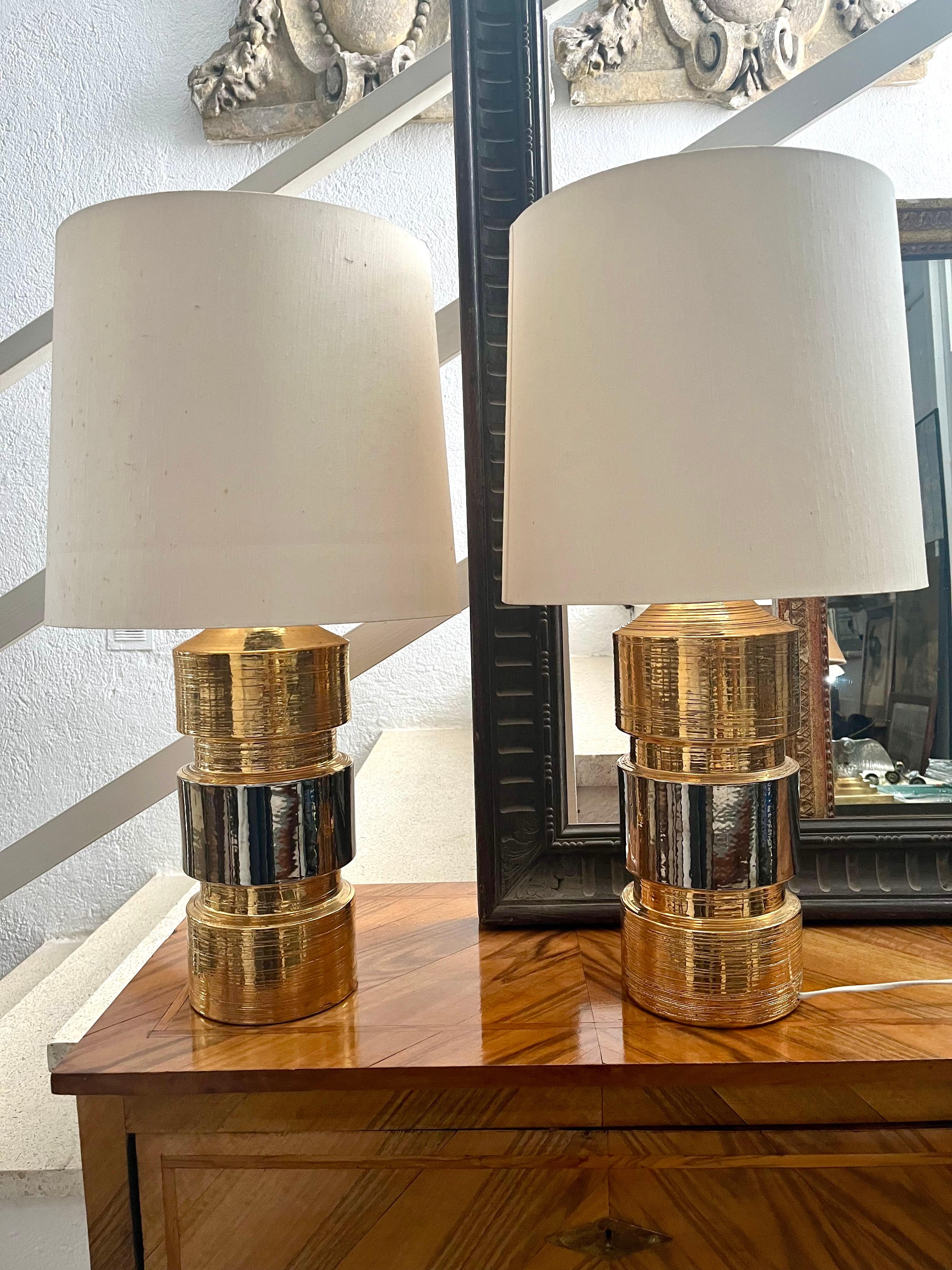 Paire de lampes de table Bitossi du 20e siècle pour Bergboms Golden  Céramiques émaillées. en vente 1