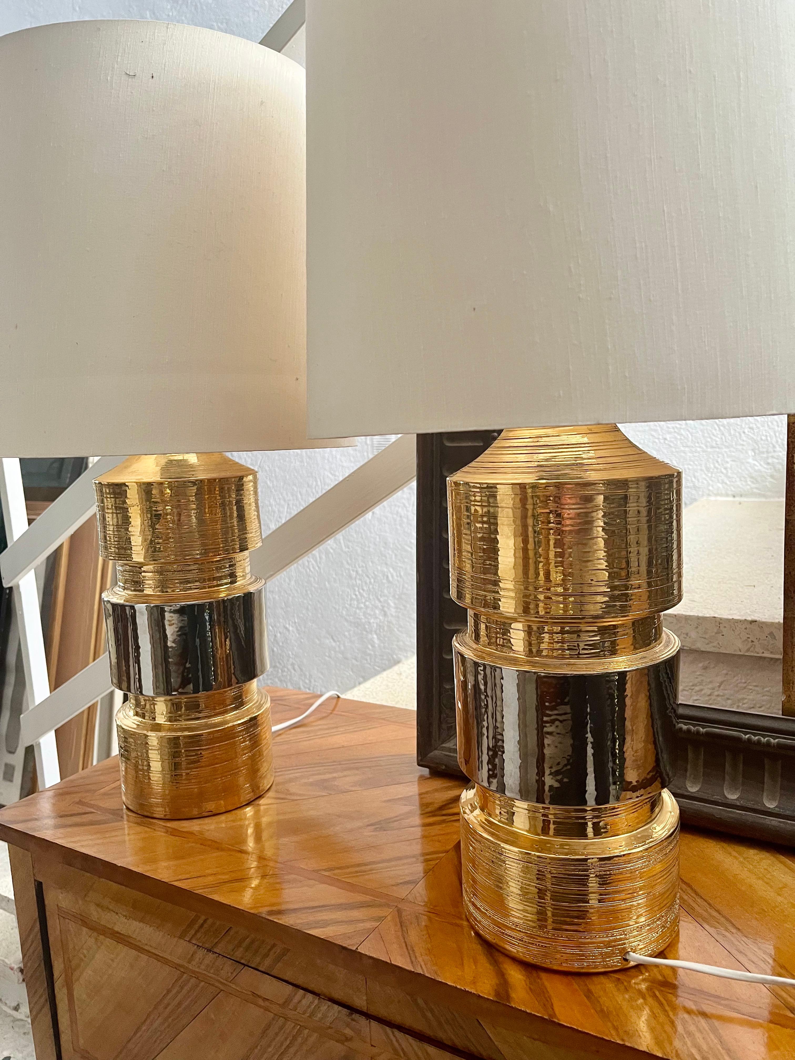 Paire de lampes de table Bitossi du 20e siècle pour Bergboms Golden  Céramiques émaillées. en vente 2