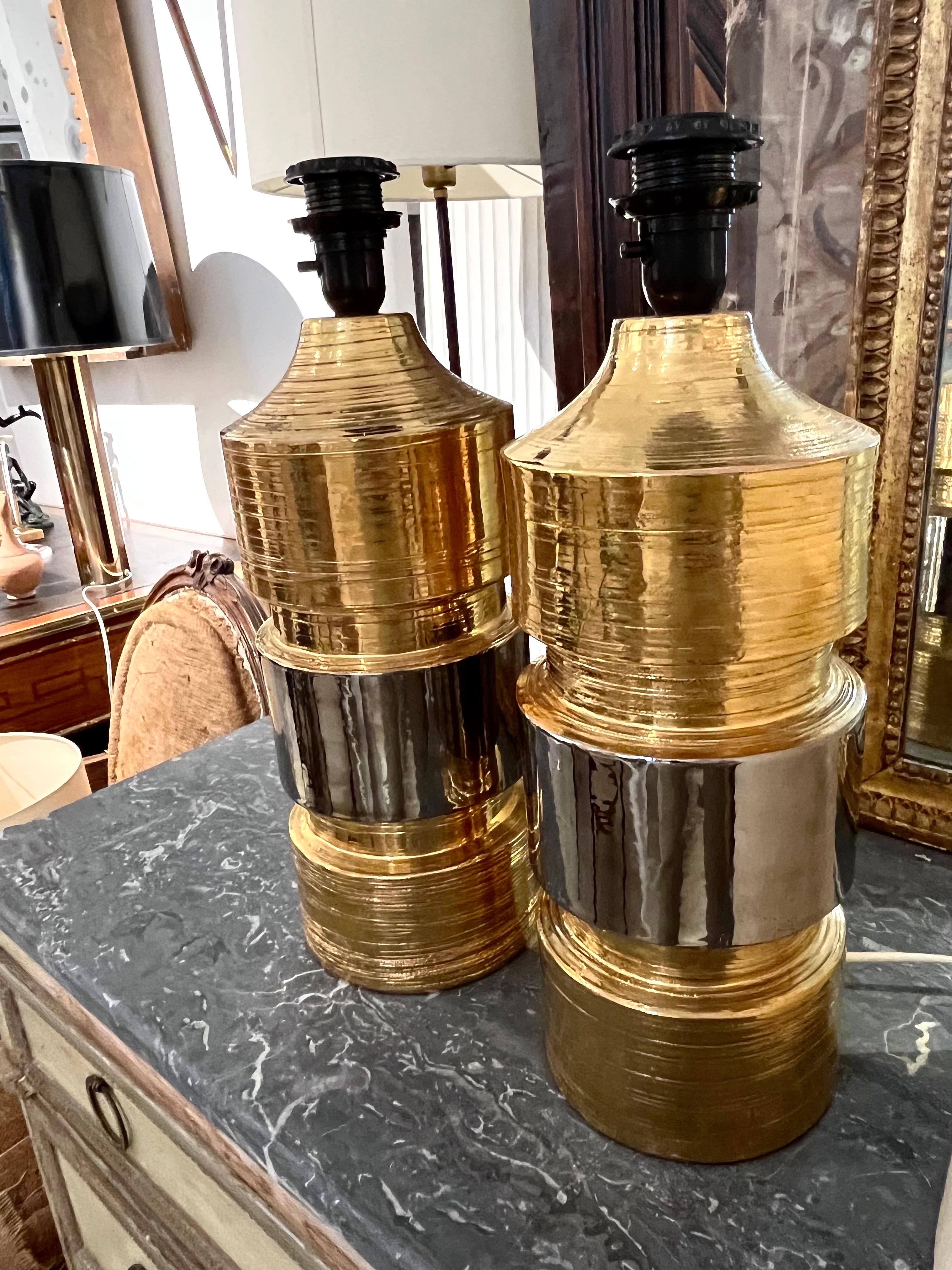 Paire de lampes de table Bitossi du 20e siècle pour Bergboms Golden  Céramiques émaillées. en vente 4