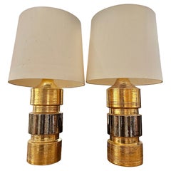 Paire de lampes de table Bitossi du 20e siècle pour Bergboms Golden  Céramiques émaillées.