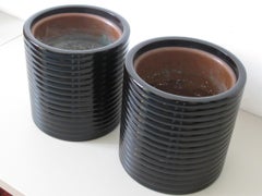 20th Century Pair of Black Lacquer Hibachi