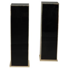 20th Century Pair of Black Melamine and Laminate Columns in Jansen Taste
