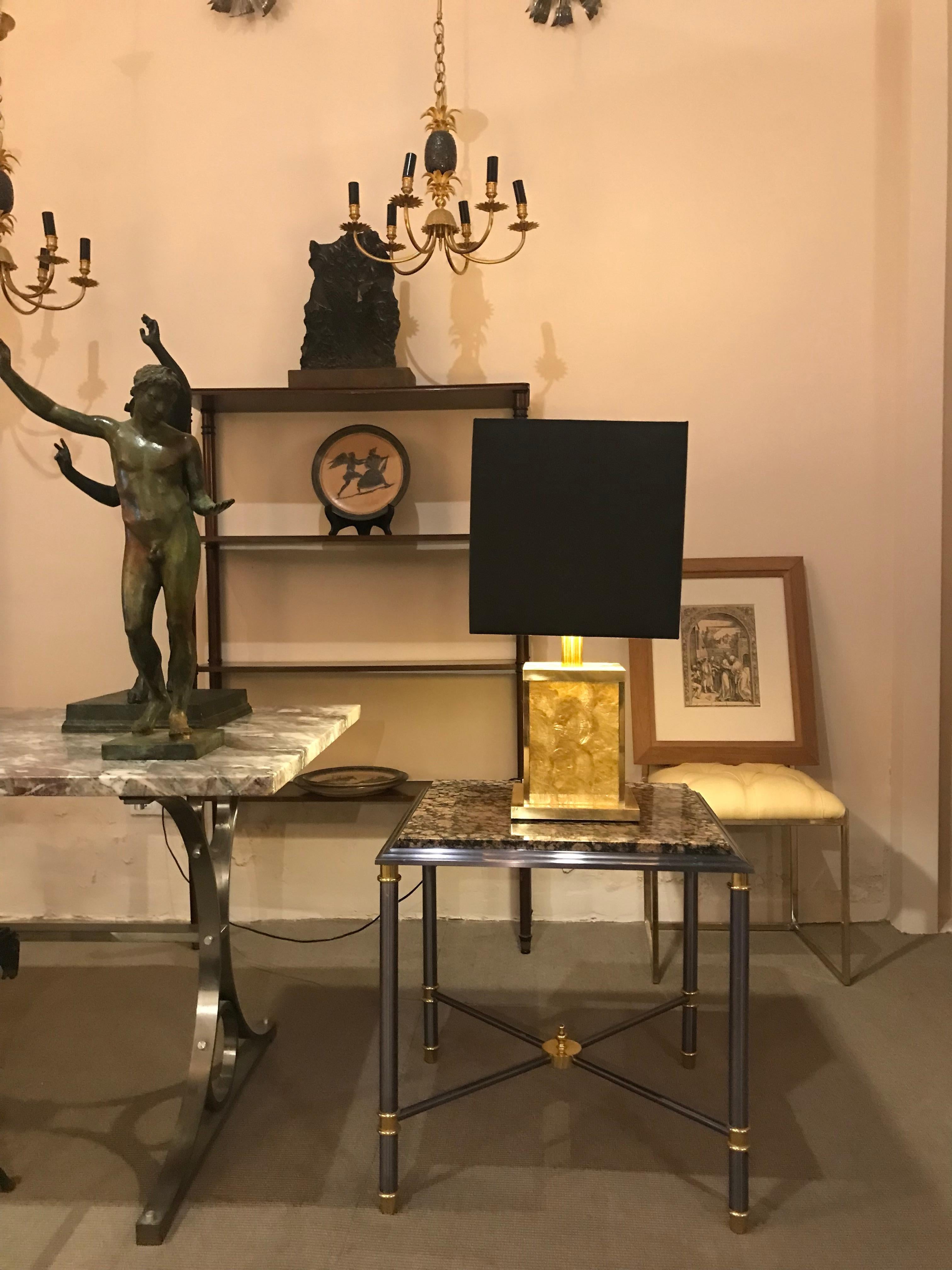 20th Century Pair of Brass and Capiz Shell Table Lamps 1