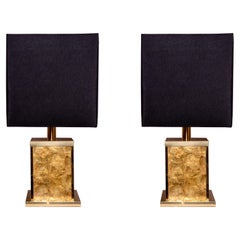 20th Century Pair of Brass and Capiz Shell Table Lamps