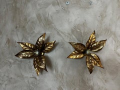 20th century Pair of Brass Willy Daro Wall Light, 1970s