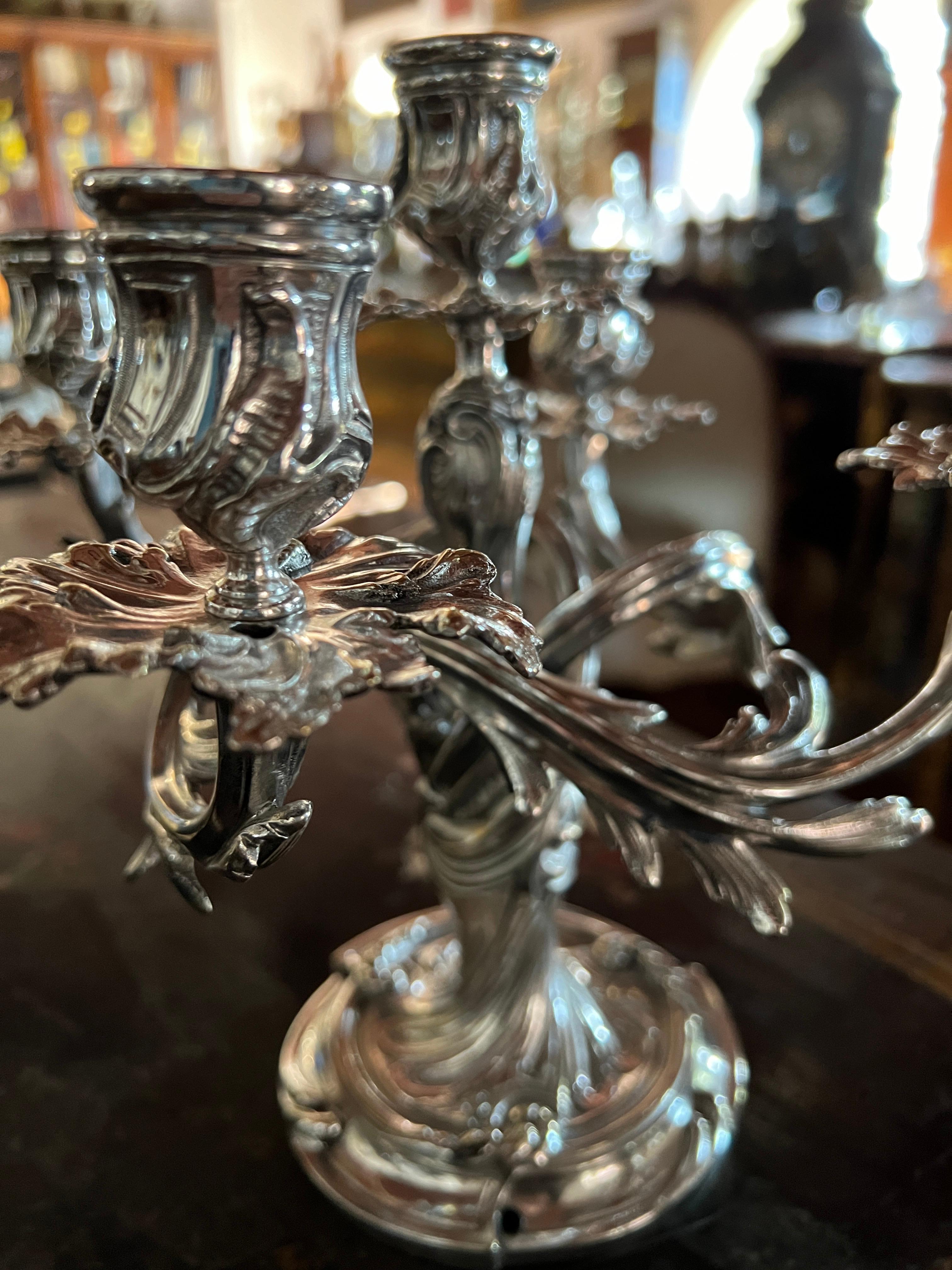 Early 20th Century 20th Century Pair of Bronze Silvered Candelabras Signed Christofle For Sale