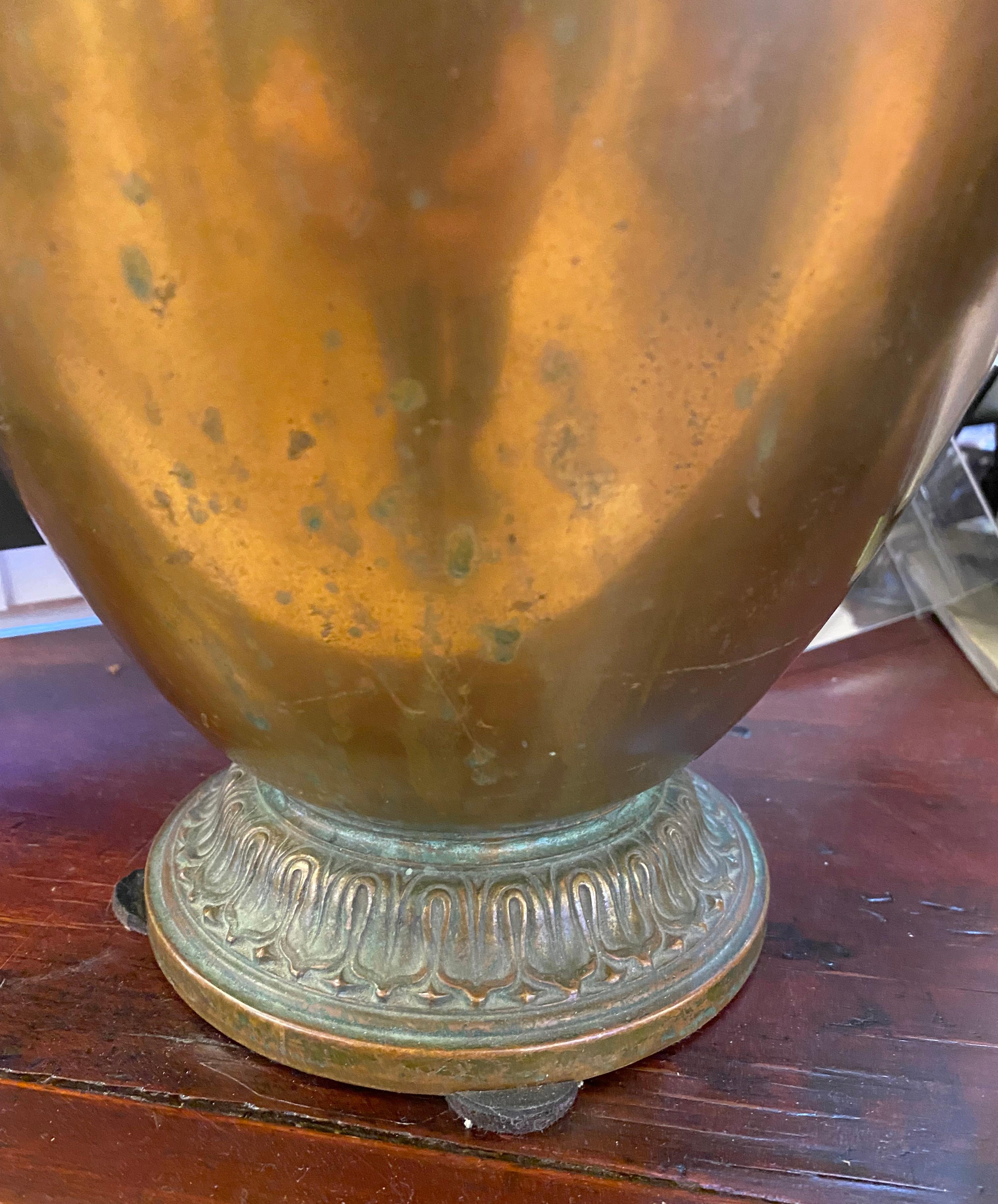 20th Century Pair of Bronze Tiffany Urns 8
