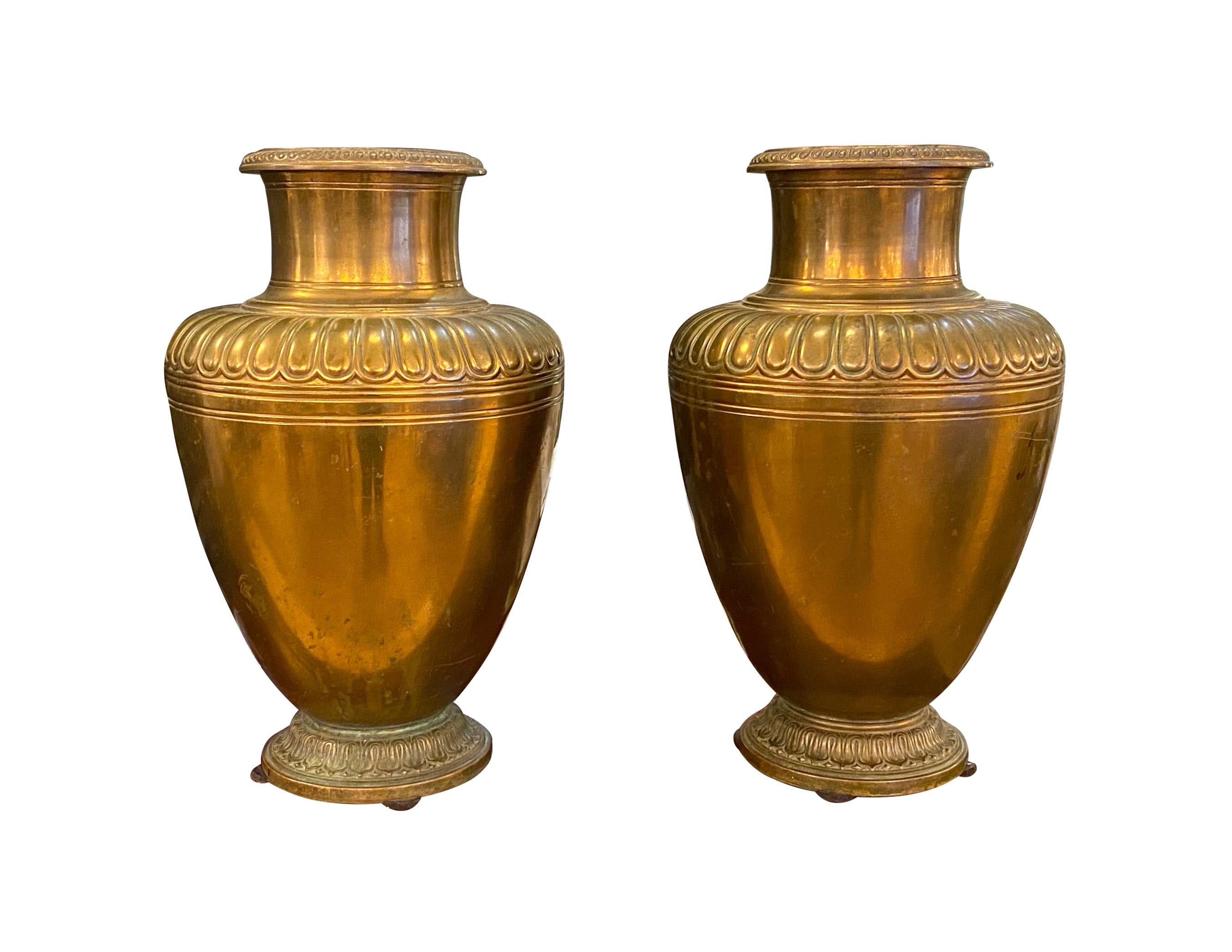20th Century Pair of Bronze Tiffany Urns