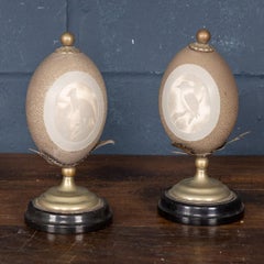 Coppia di uova di emù intagliate del XX secolo, Australia, circa 1900