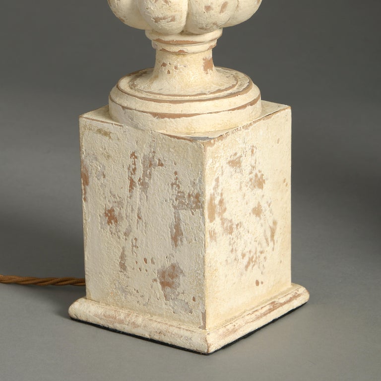 20th Century Pair of Carved Painted Wooden Lamp Bases at 1stDibs