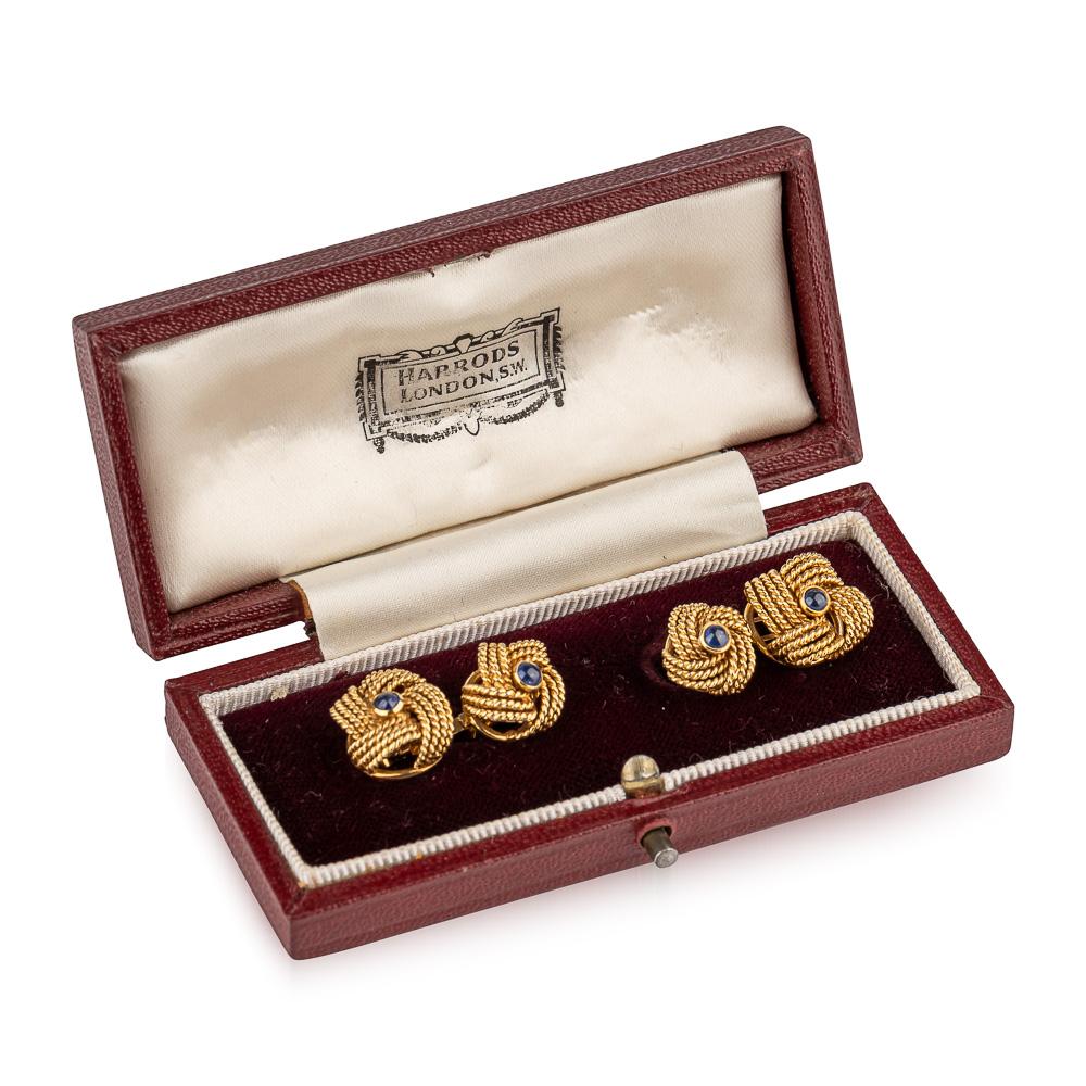 Siglo XX Pareja de gemelos de oro de 18 quilates y zafiro de Hans Georg Mautner en Bueno estado para la venta en Royal Tunbridge Wells, Kent