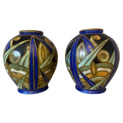 20th Century Pair of Ceramic Art Deco Bock Keramis Vases, 1930s