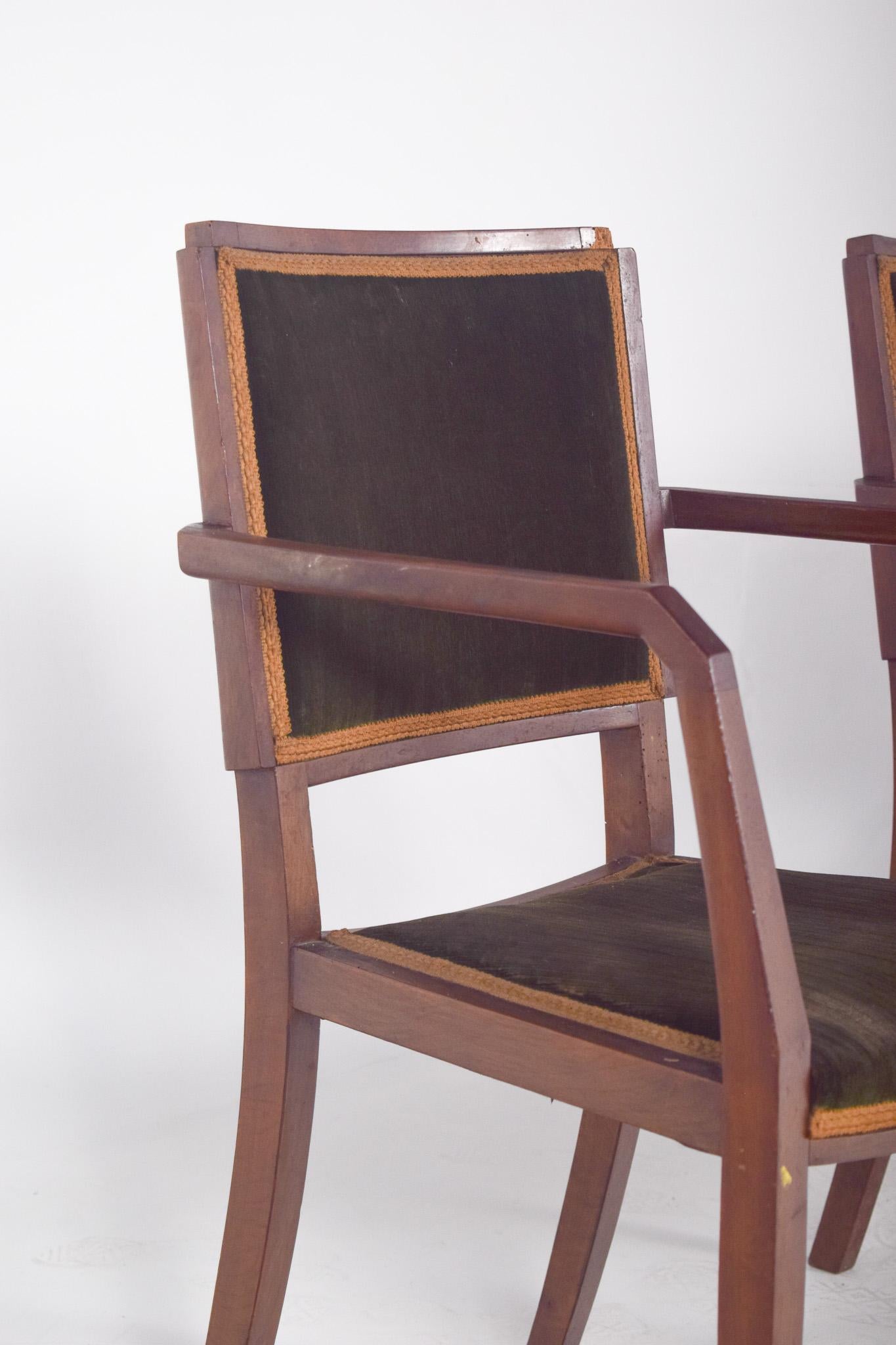 Siglo XX Pareja de sillas con reposabrazos mediados del siglo XX en venta