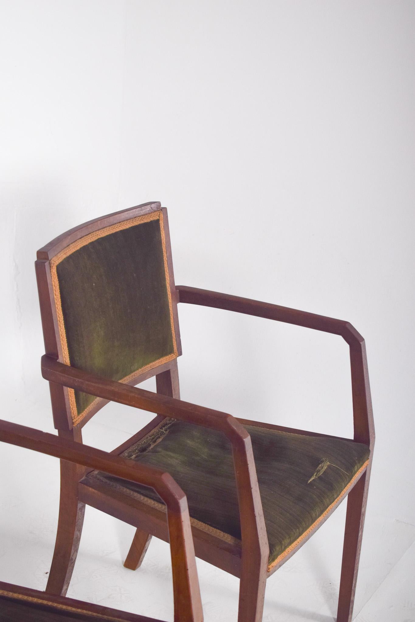 Siglo XX Pareja de sillas con reposabrazos Madera en venta