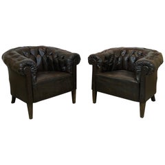 20th Century Pair of Chesterfield Cockpit Chairs