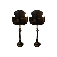 20th Century Pair of Chinoiserie Fan Lamps
