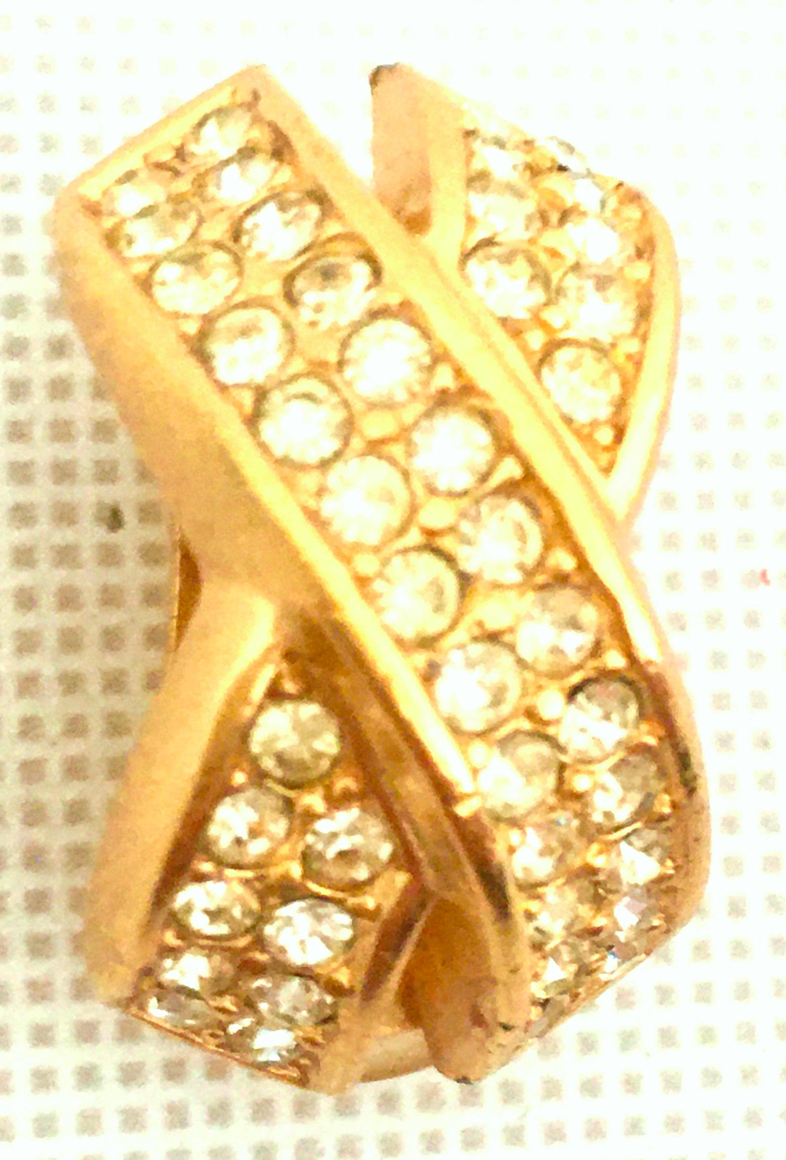 20th Century Pair Of Christian Dior Gold Plate & Swarovski Crystal 