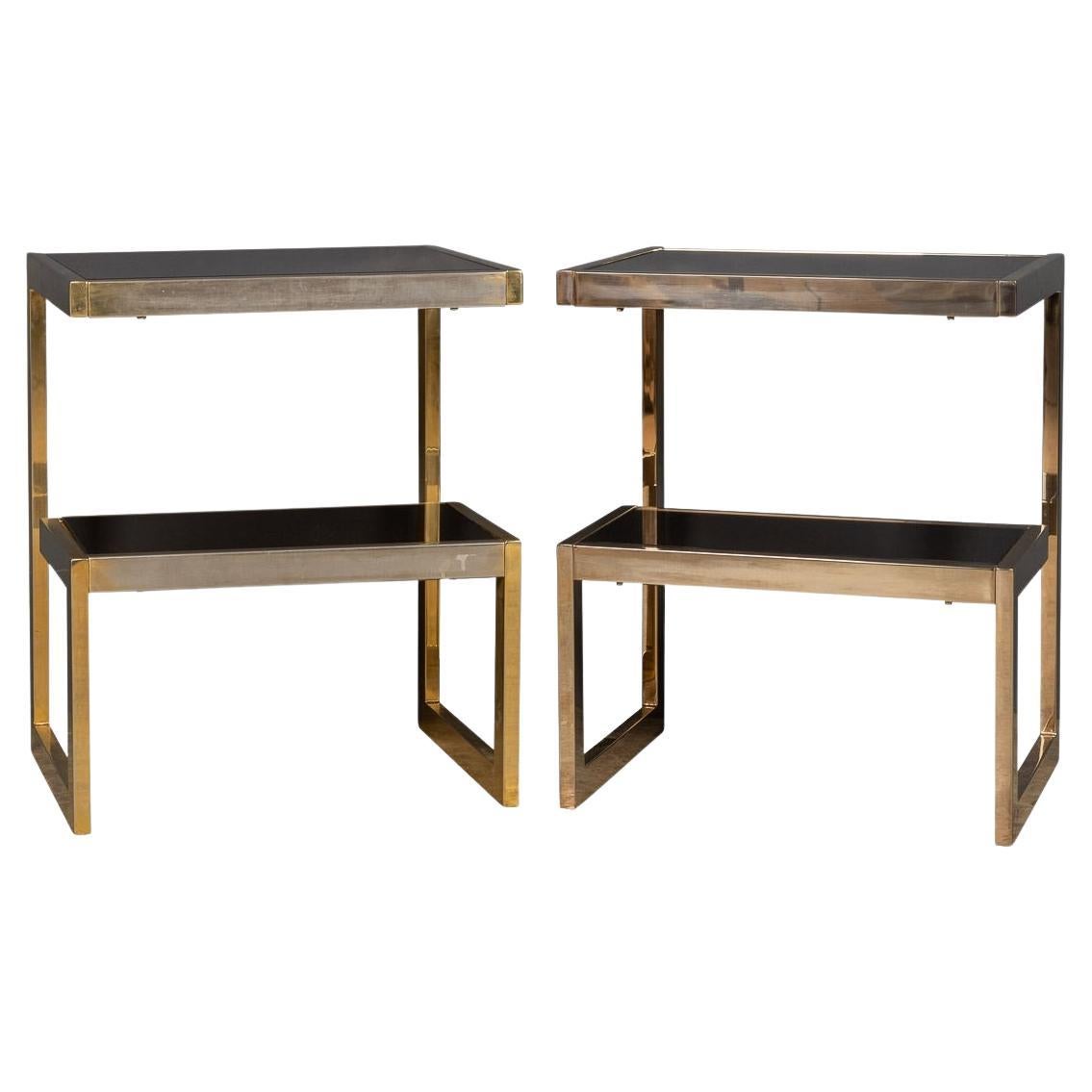 20th Century Pair of Chrome & Glass G Tables by Belgo, C.1970