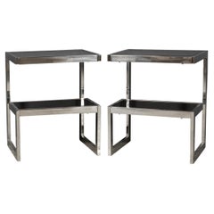 20th Century Pair of Chrome & Glass G Tables by Belgo, c.1970