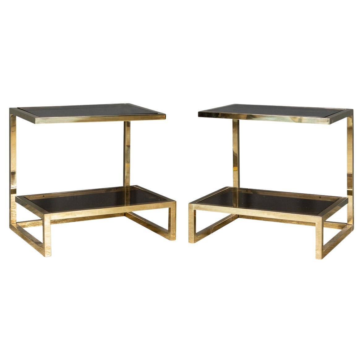 20th Century Pair of Chrome and Glass G Tables by Belgo, c.1970 For