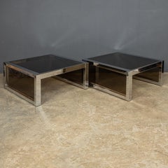 20th Century Pair of Chrome & Glass Side Tables, circa 1970