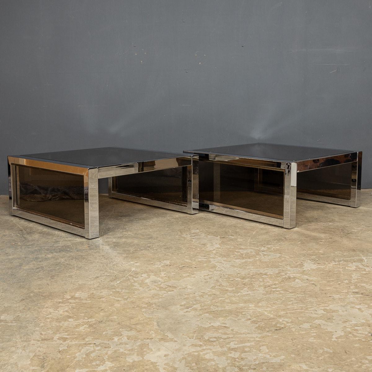20th Century Pair of Chrome & Glass Side Tables, circa 1970 In Good Condition For Sale In Royal Tunbridge Wells, Kent