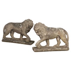 20th Century Pair of Composition Stone Medici Lions