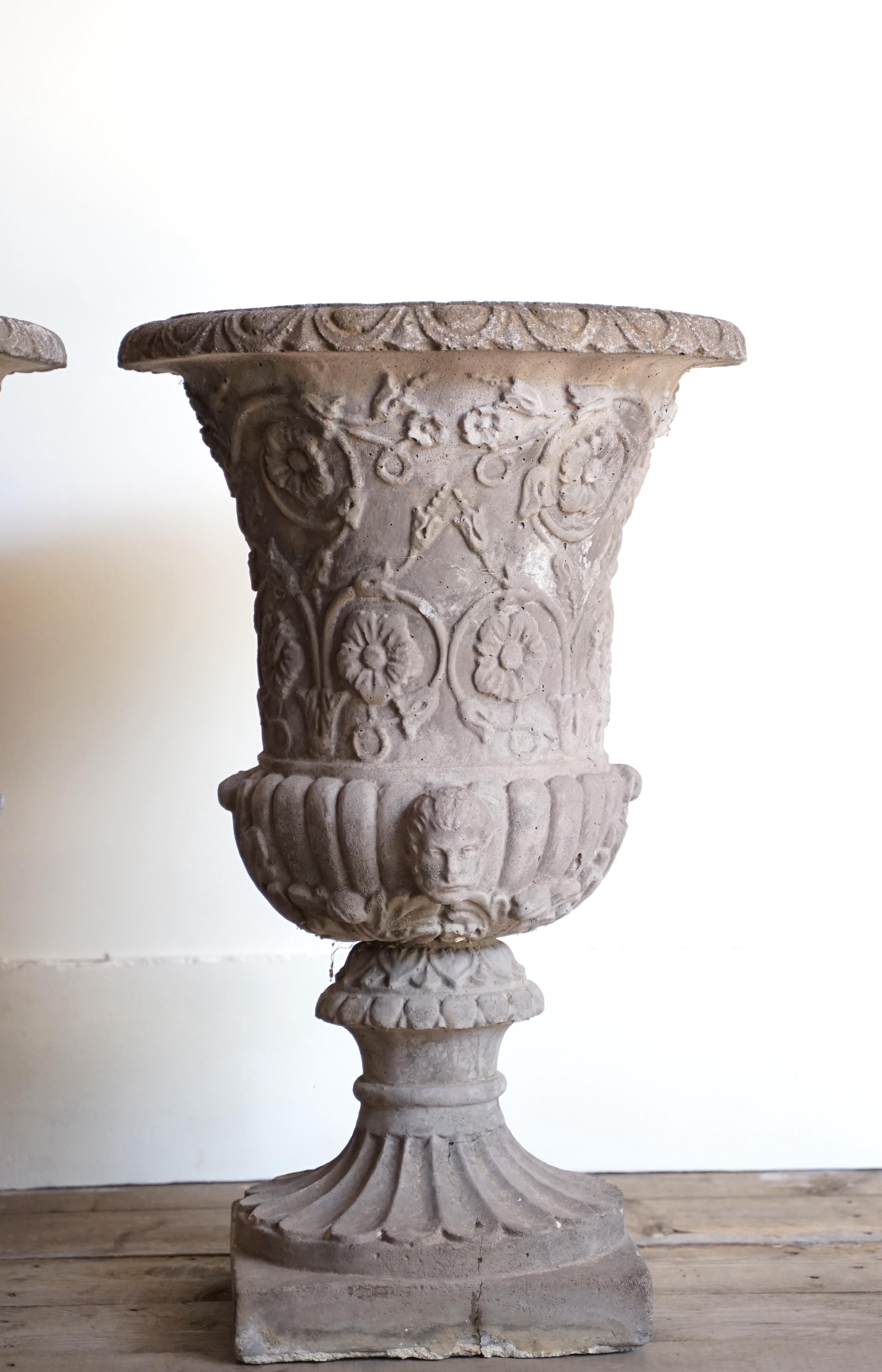 Art Nouveau 20th Century Pair of Concrete Vases For Sale