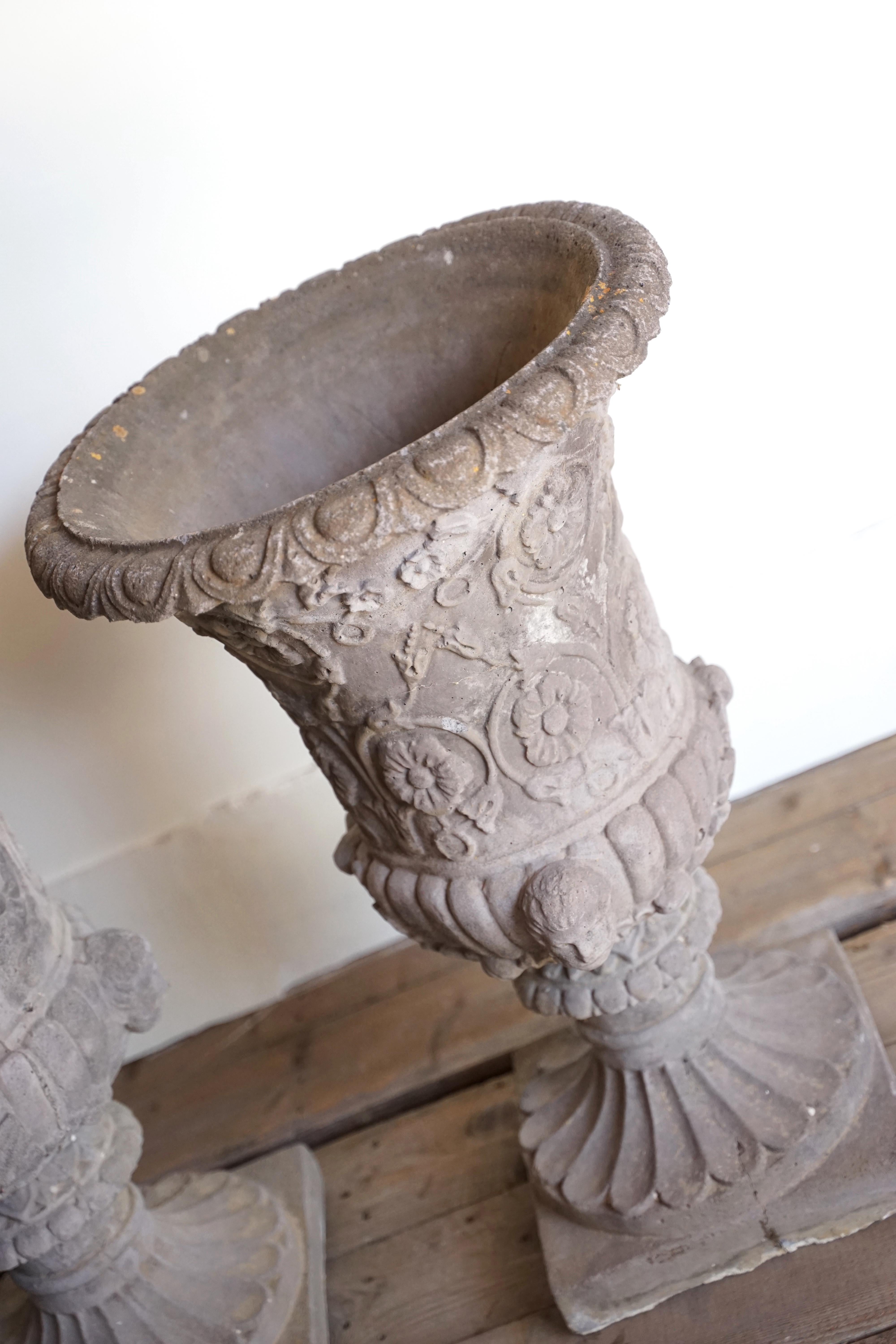 Italian 20th Century Pair of Concrete Vases For Sale