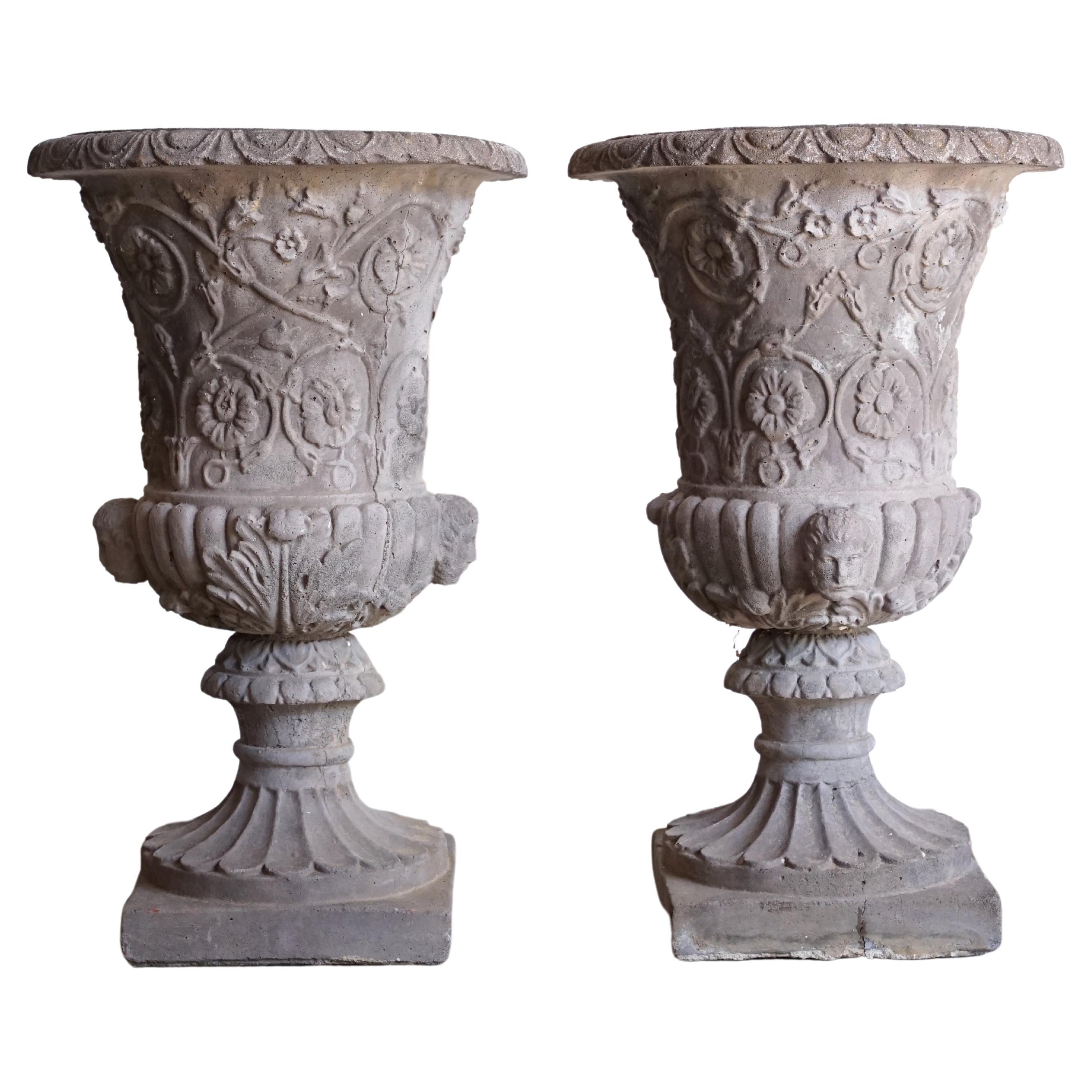 20th Century Pair of Concrete Vases For Sale