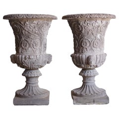 20th Century Pair of Concrete Vases