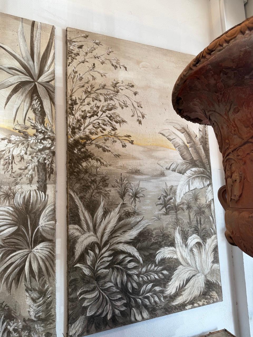 20. Jahrhundert Paar dekorative handgemalte Landschaftstafeln - Renaissance Mann (Italienisch) im Angebot