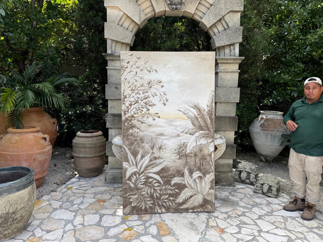 20. Jahrhundert Paar dekorative handgemalte Landschaftstafeln - Renaissance Mann (Gemalt) im Angebot