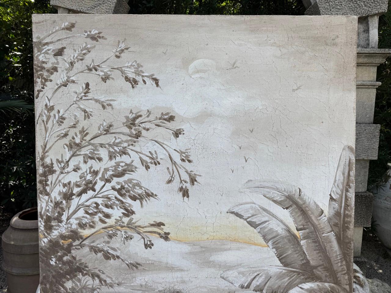 20. Jahrhundert Paar dekorative handgemalte Landschaftstafeln - Renaissance Mann im Zustand „Gut“ im Angebot in West Palm Beach, FL