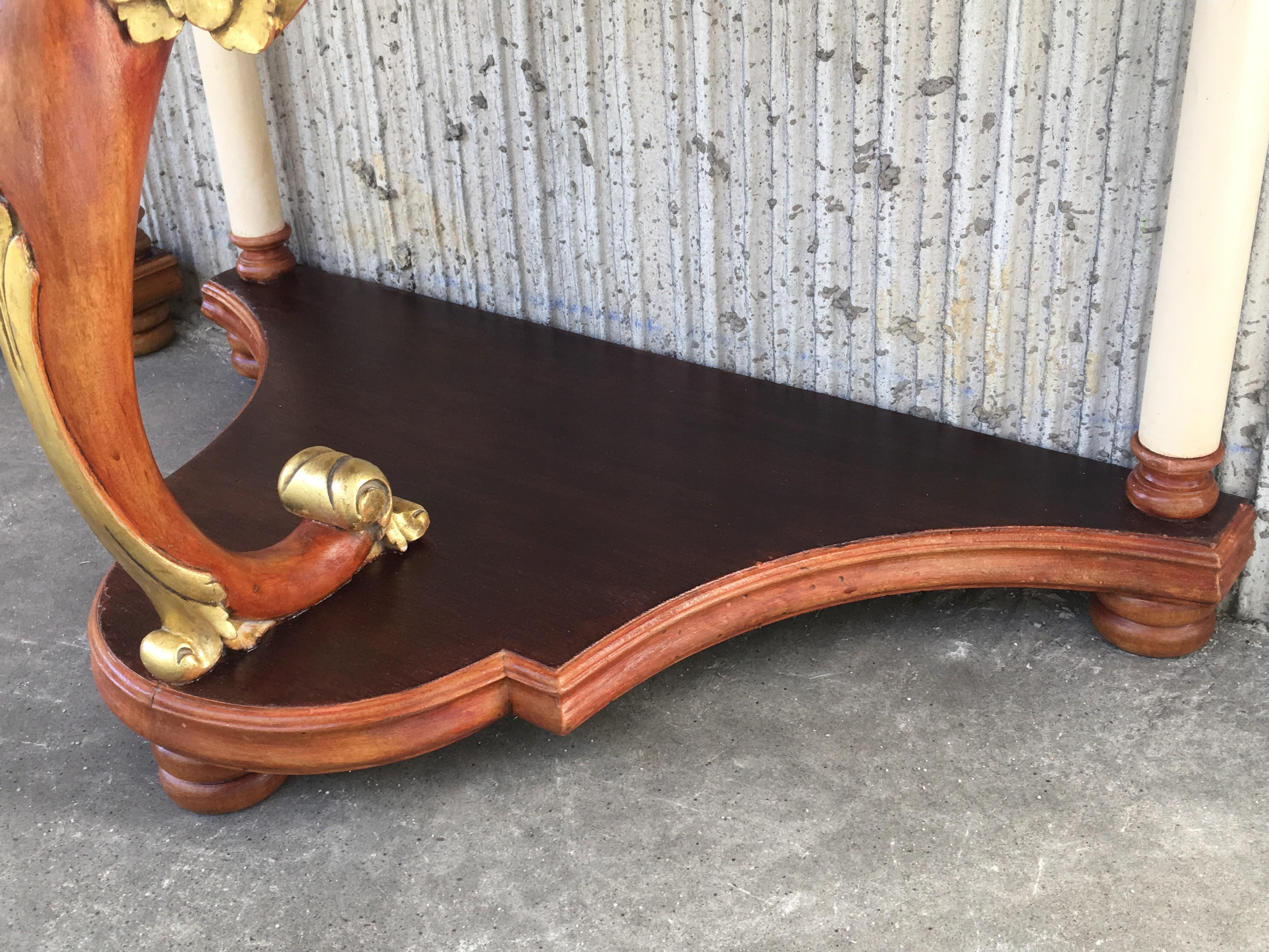 20th Century Pair of Demilune Swan Nightstands with White Marble Top 5