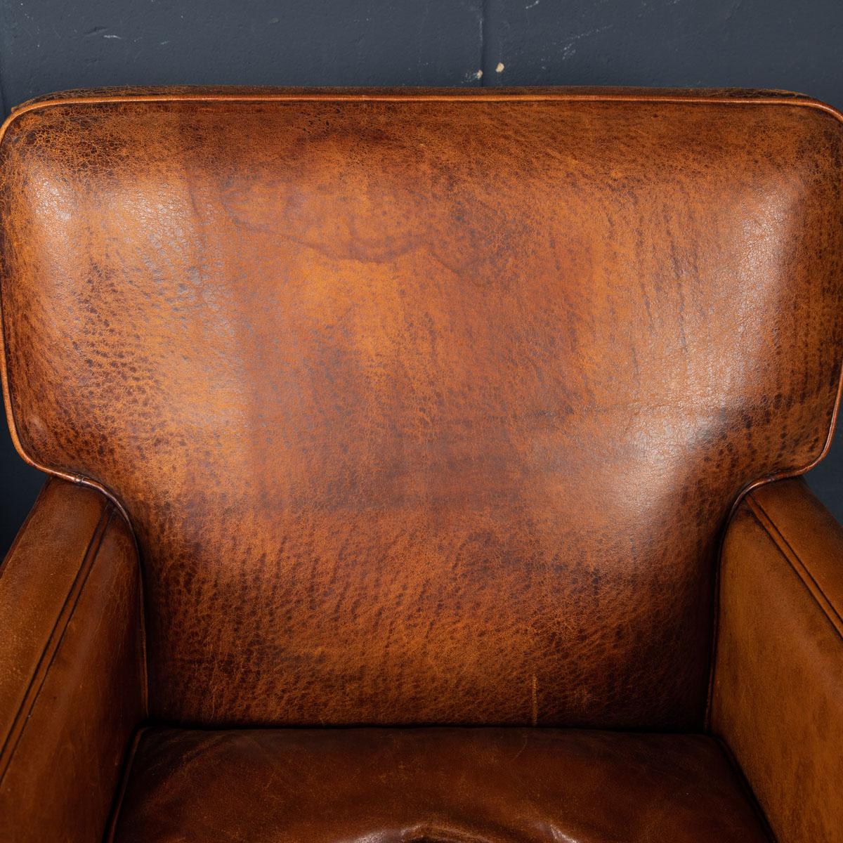 20th Century Pair Of Dutch Leather Club Chairs 7