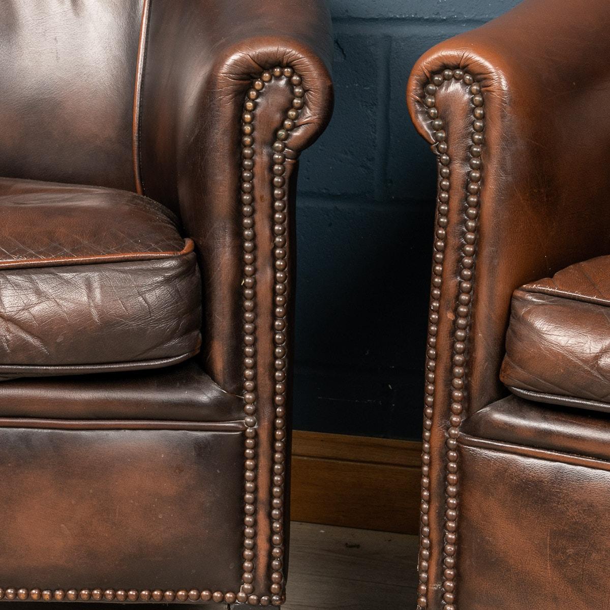 20th Century Pair of Dutch Leather Club Chairs 6