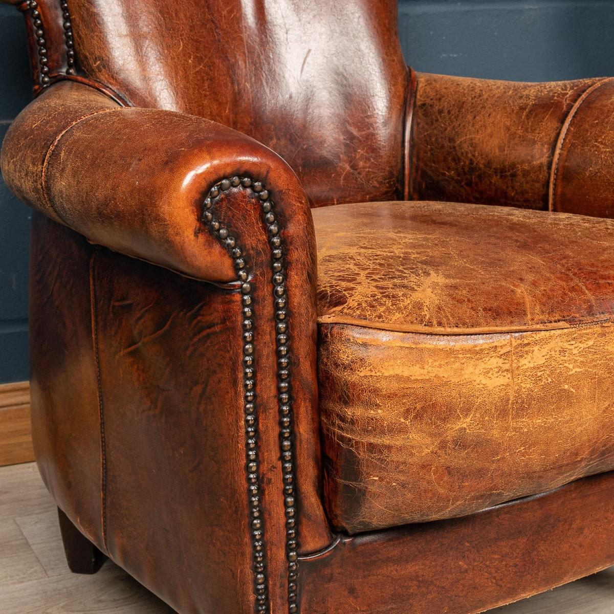 20th Century Pair of Dutch Leather Club Chairs 6