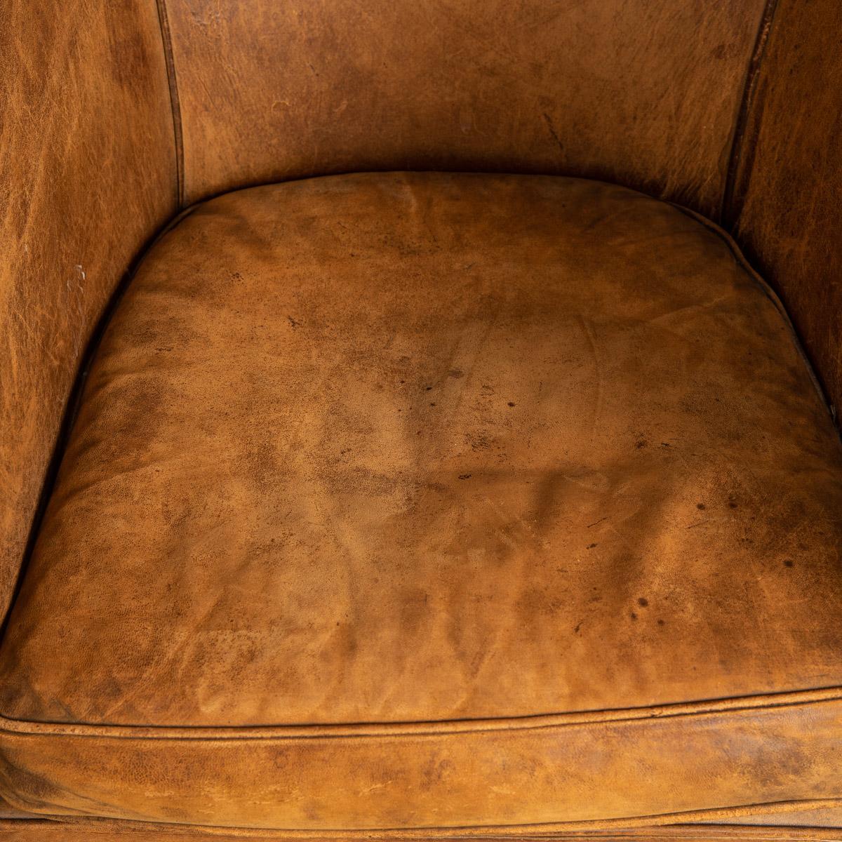 20th Century Pair Of Dutch Leather Club Chairs 8