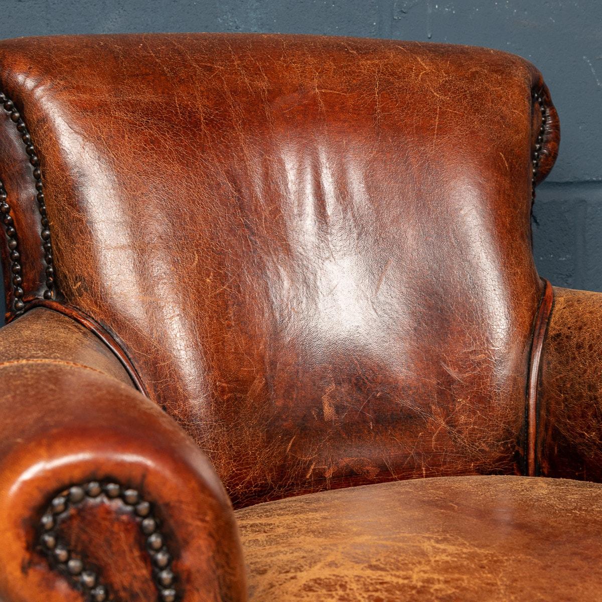 20th Century Pair of Dutch Leather Club Chairs 7