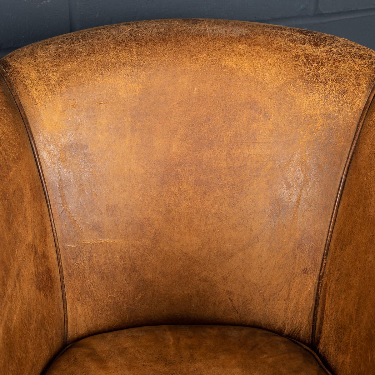 20th Century Pair Of Dutch Leather Club Chairs 9