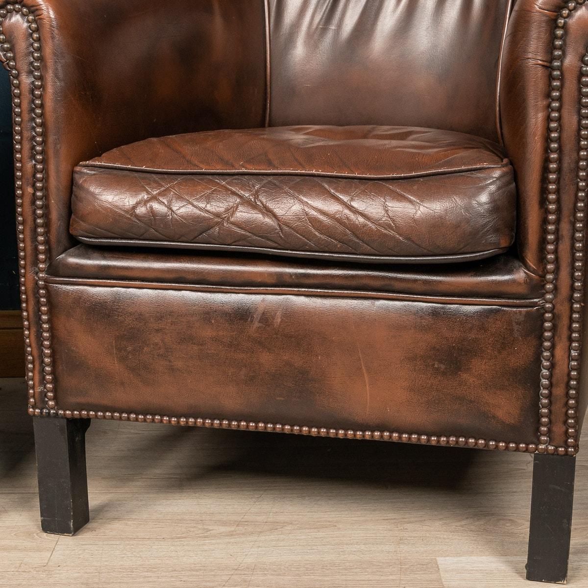20th Century Pair of Dutch Leather Club Chairs 8