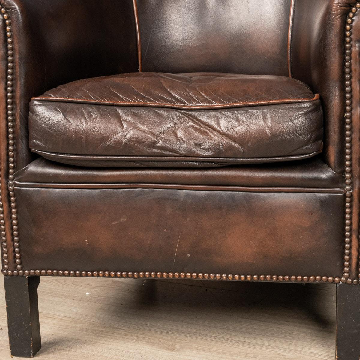 20th Century Pair of Dutch Leather Club Chairs 9