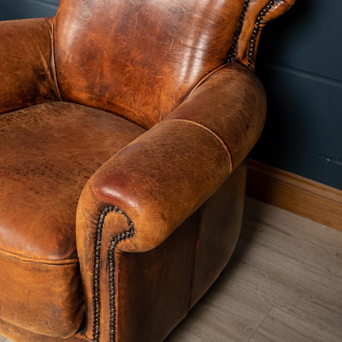 20th Century Pair of Dutch Leather Club Chairs 12