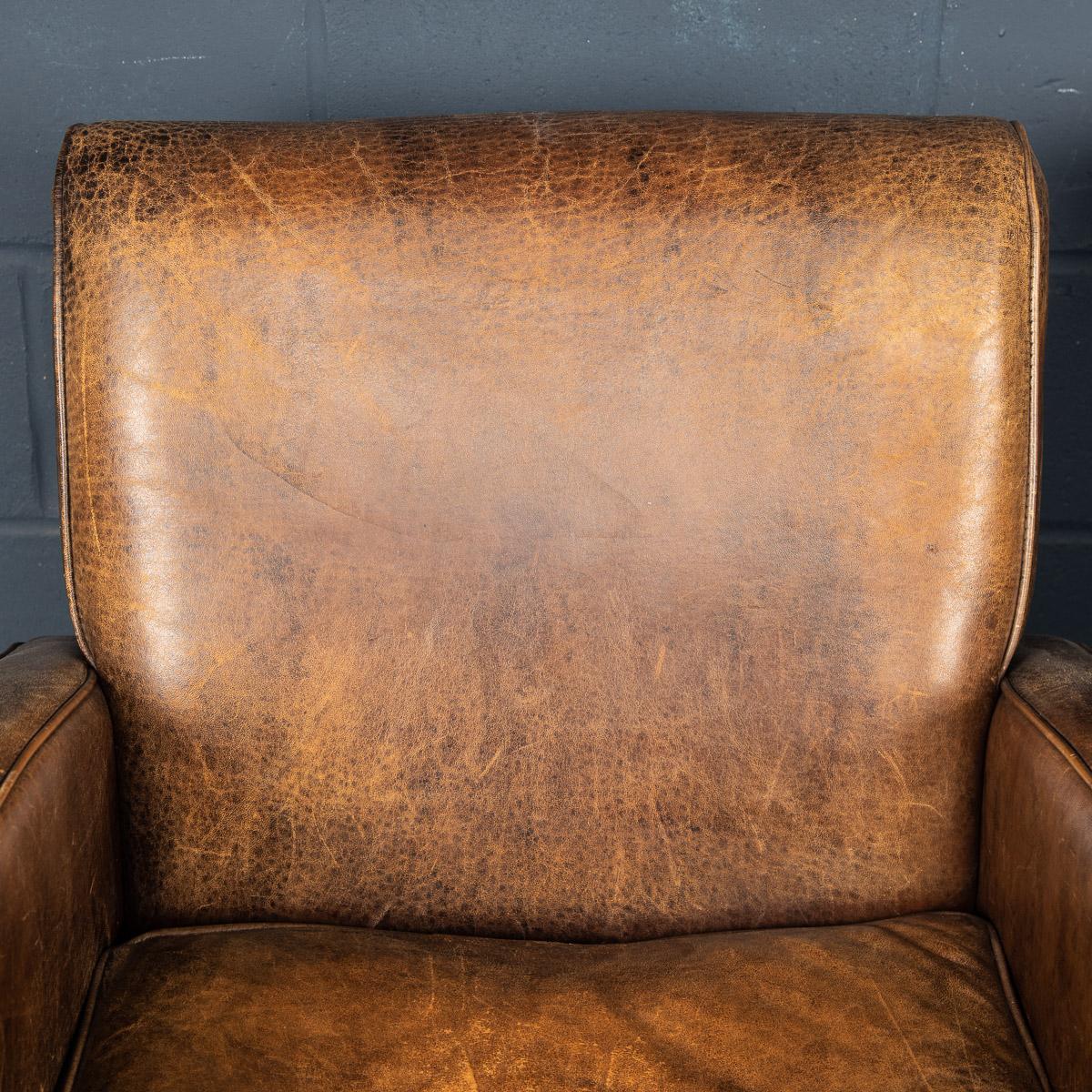 20th Century Pair of Dutch Leather Club Chairs 14