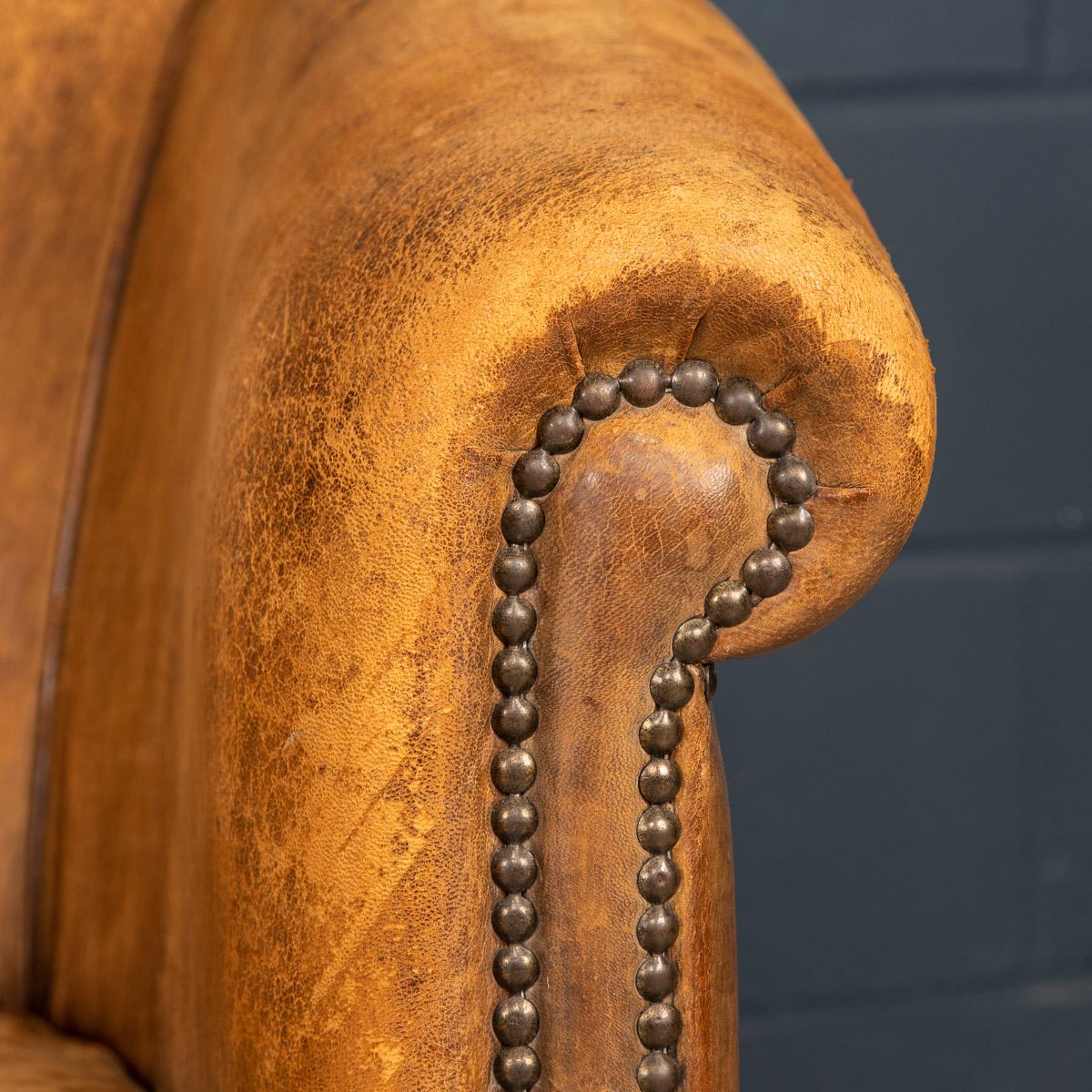 20th Century Pair Of Dutch Leather Club Chairs 14